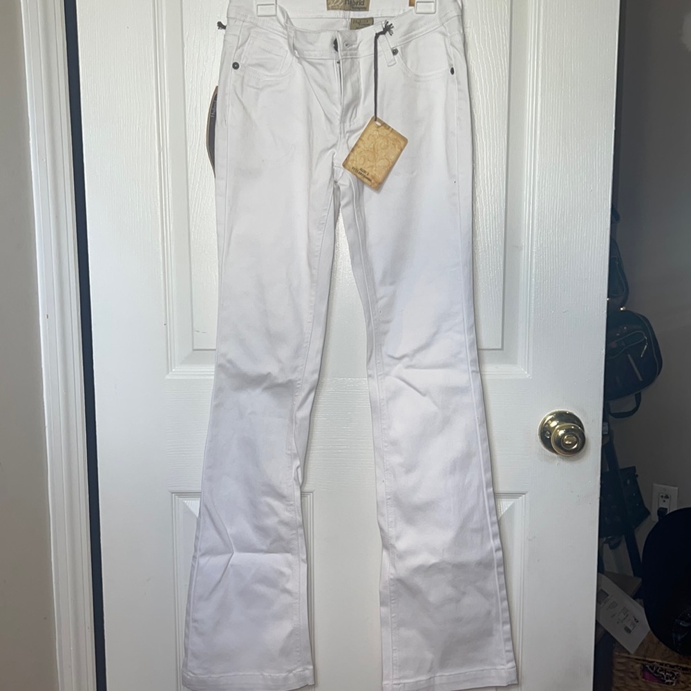 White bellbottom jeans